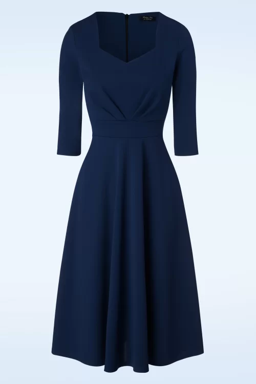 Vintage Chic for Topvintage Ruby swingjurk in marineblauw