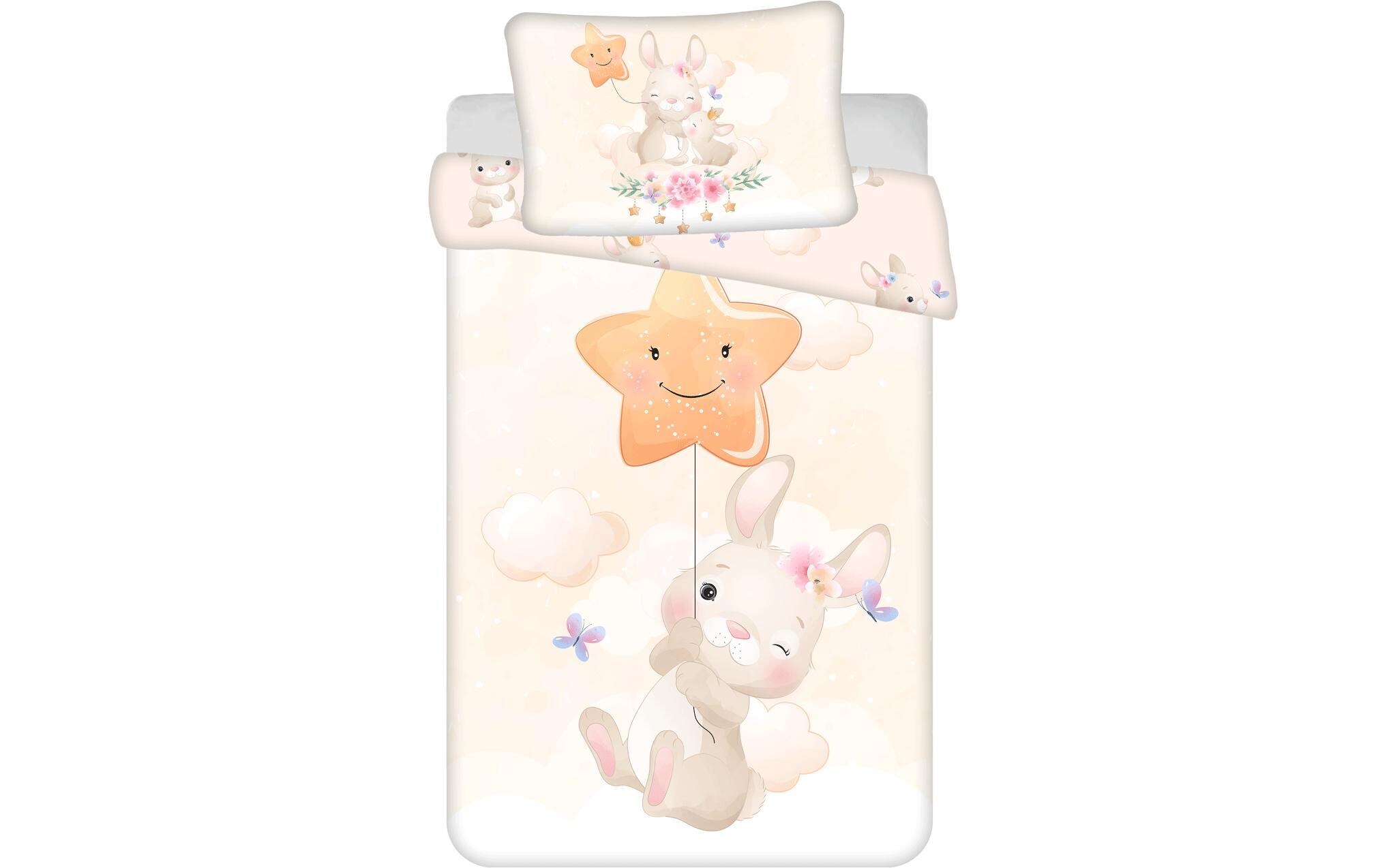 Kinderbettwäsche Bunny star 100 x 135 cm + 40 x 60 cmBettwäscheset für ein kleineres Kinderbett