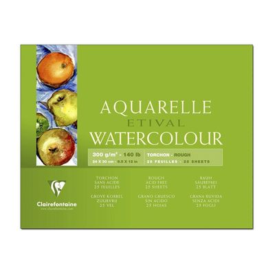 Clairefontaine Etival - Bloc de papier aquarelle grain torchon - 25 feuilles 24 x 30 cm - 300 g/m²