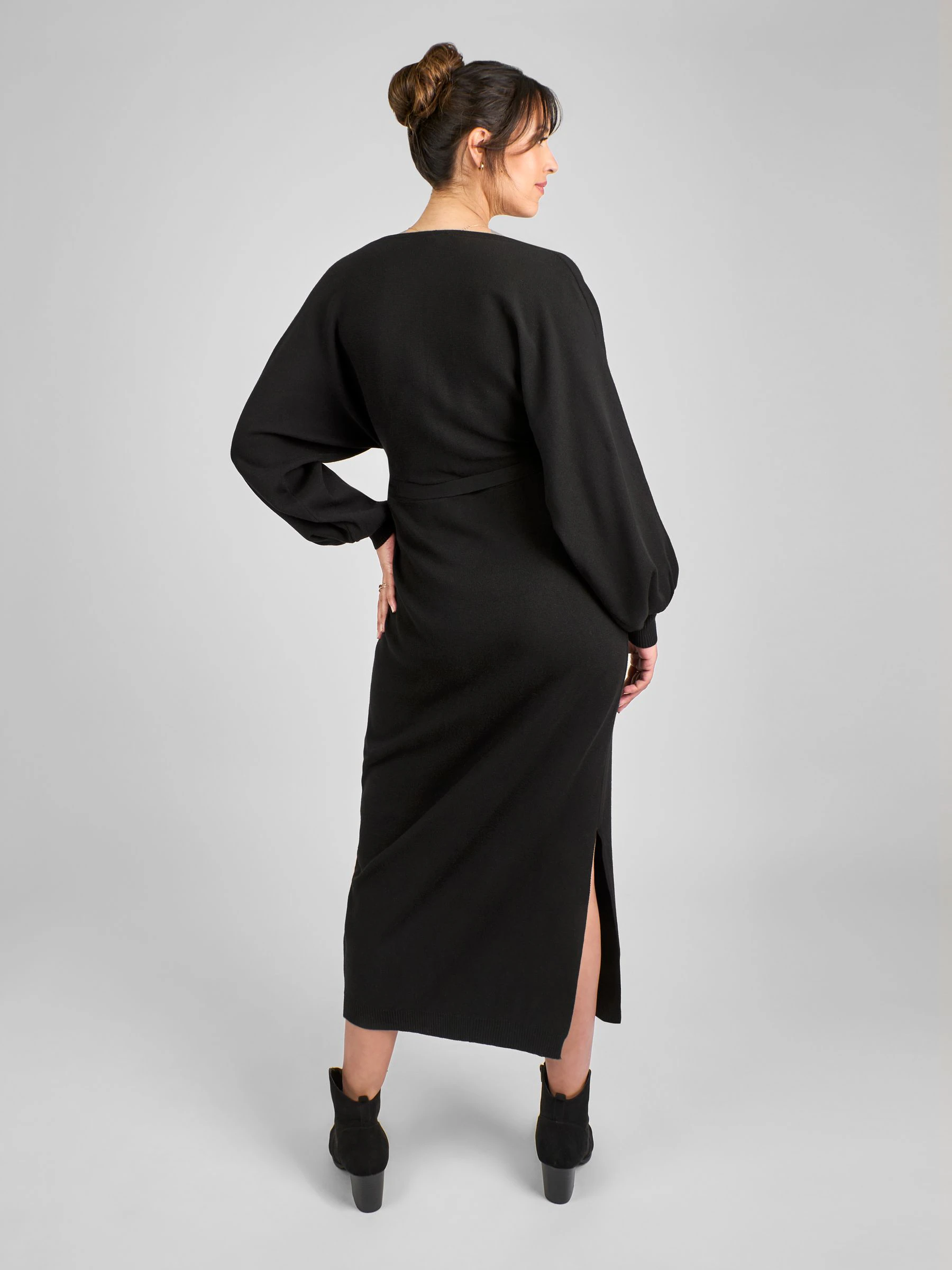 JoJo Maman Bébé Knitted Blouson Sleeve V-Neck Maternity Dress