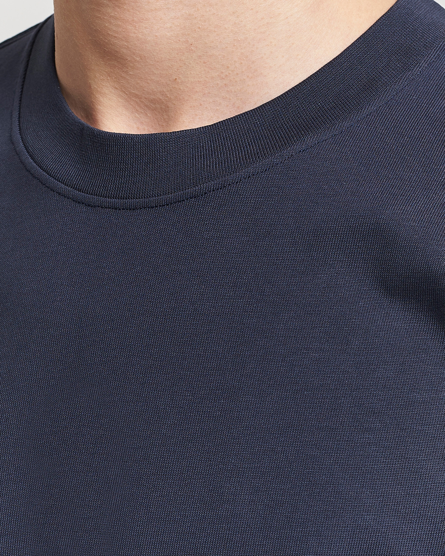 Bread & Boxers Textured Heavy Crew Neck T-Shirt Navy Blue