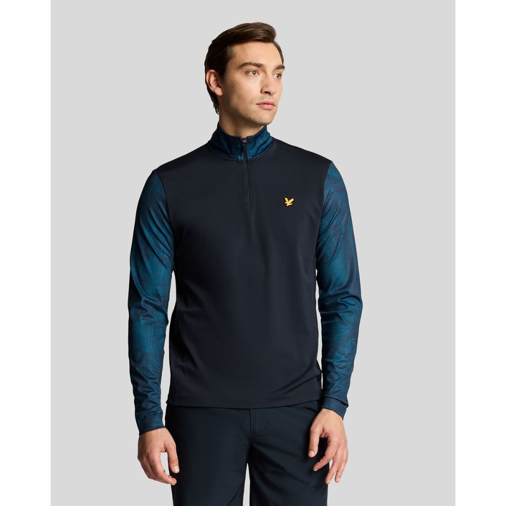 Printed Midlayer Genser Herre Navy