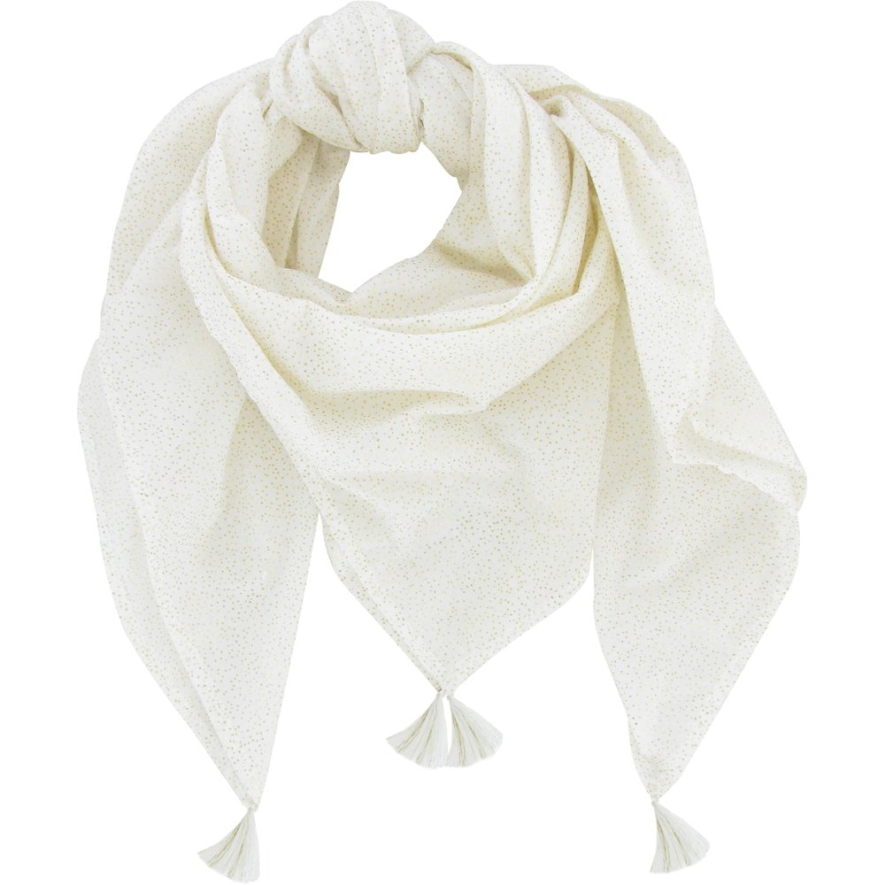 Foulard Pompon Blanc Pailleté