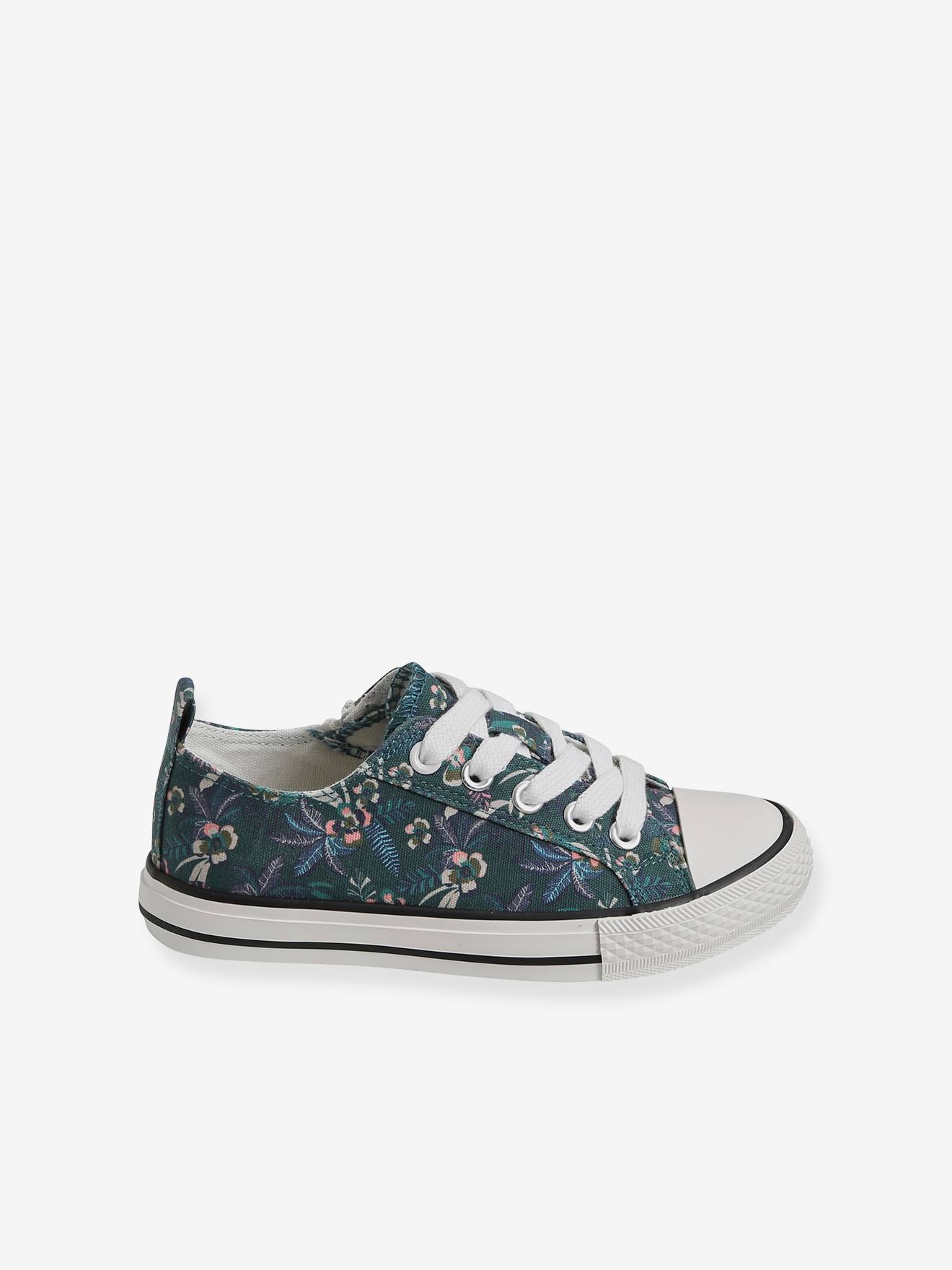 Tênis de lona estilo fantasia para meninas, estampa verde escura