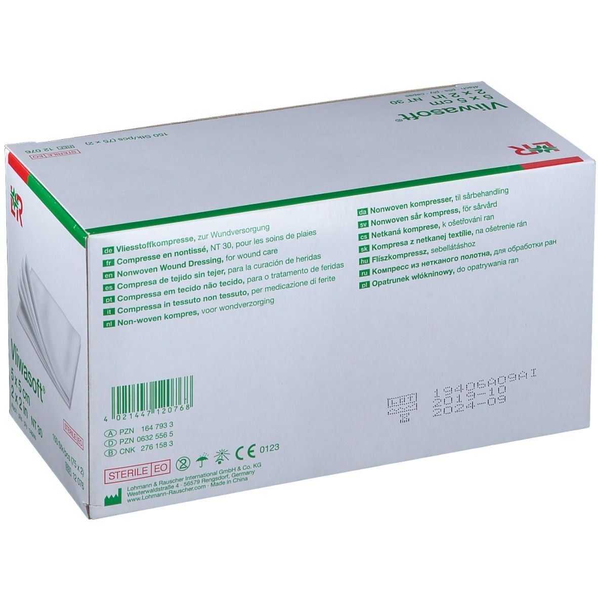 Vliwasoft® Vliesstoffkompresse 5 cm x 5 cm 4lagig steril