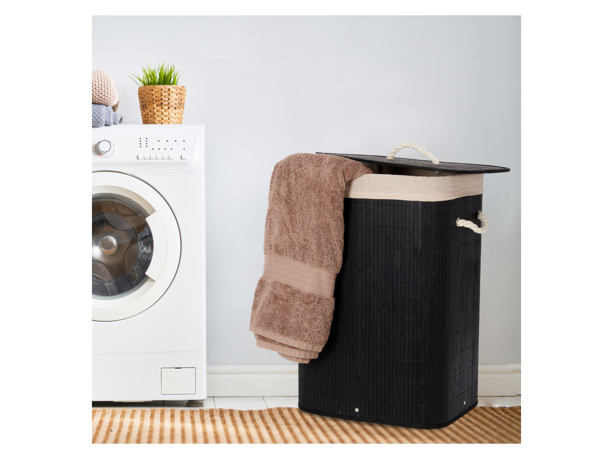 Infinity goods 72 liter wasmand met deksel – Black