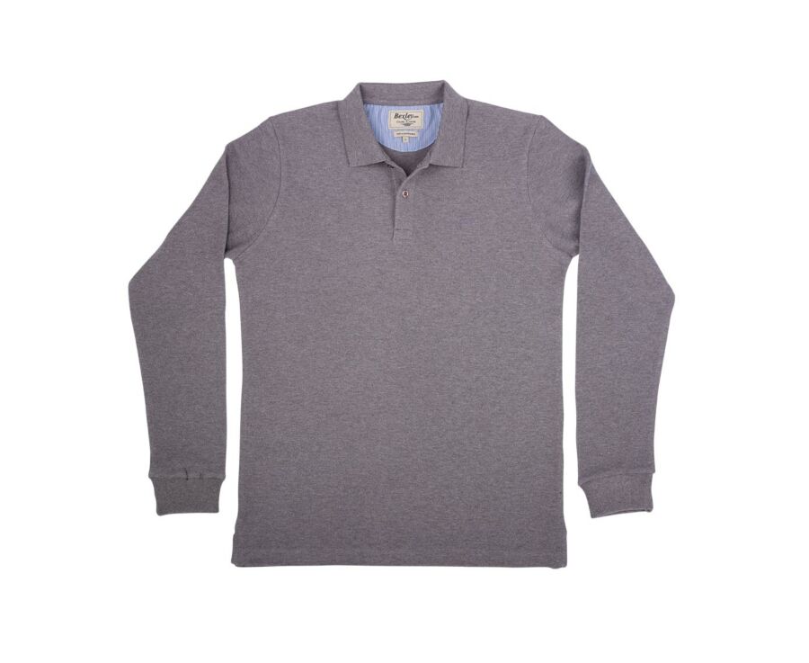 Polo manches longues homme Taupe chiné - ANDY II ML