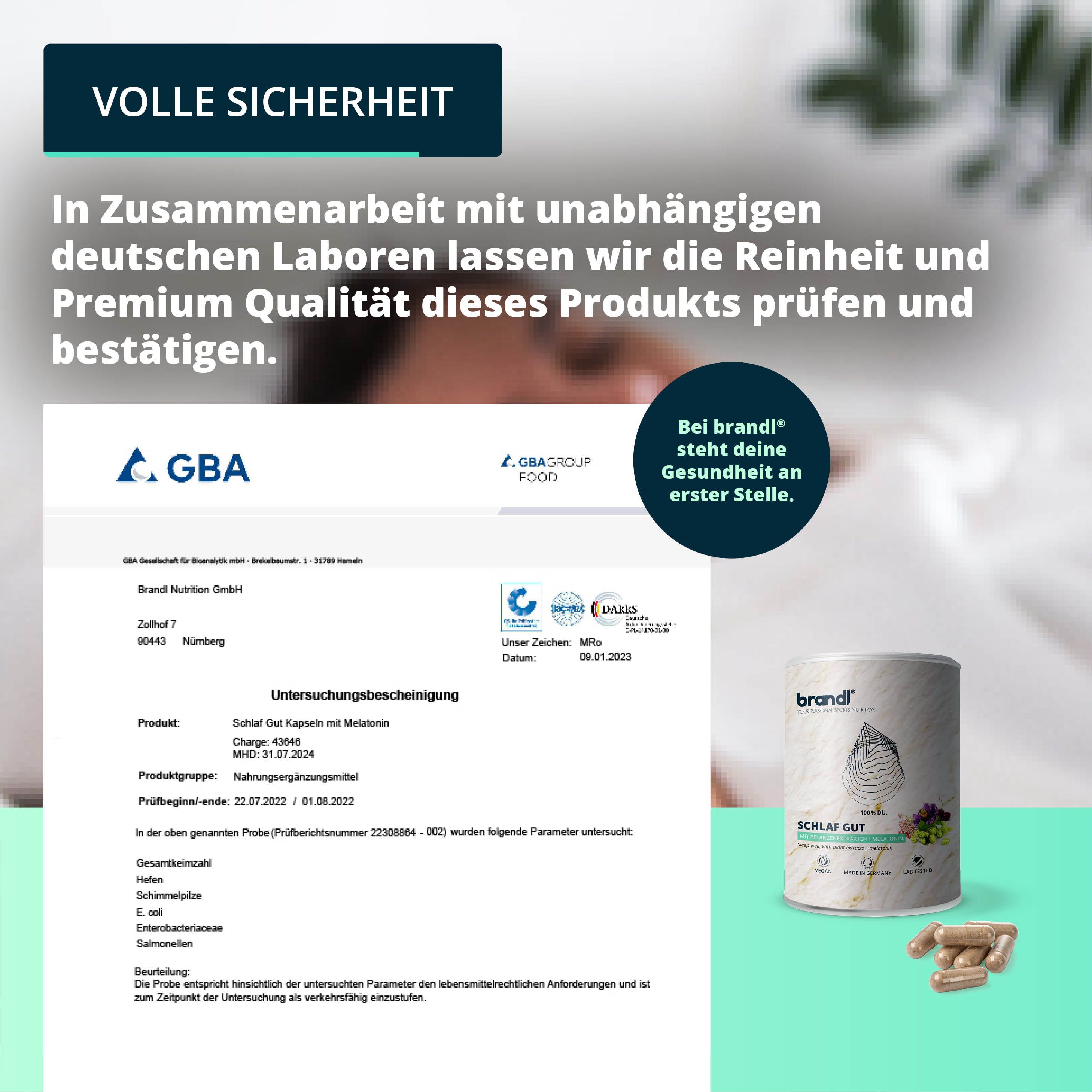 brandl® Melatonin mit Baldrian, Passionsblume, Sauerkirsche & Hopfen