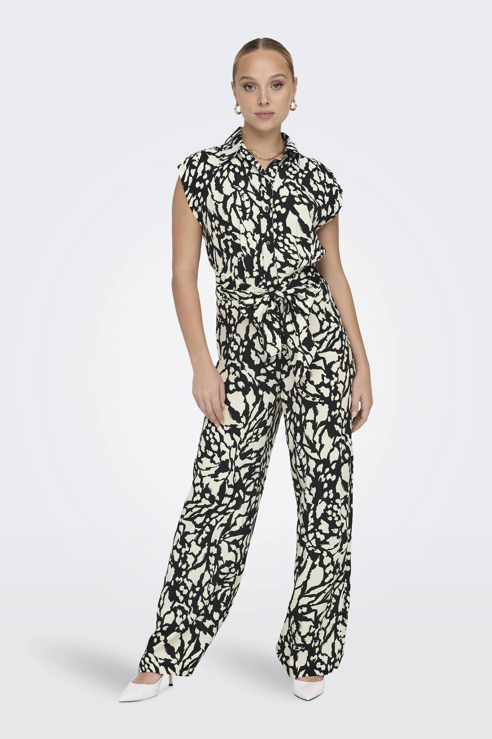 ONLY jumpsuit ONLNAOMI met all over print zwart/ecru