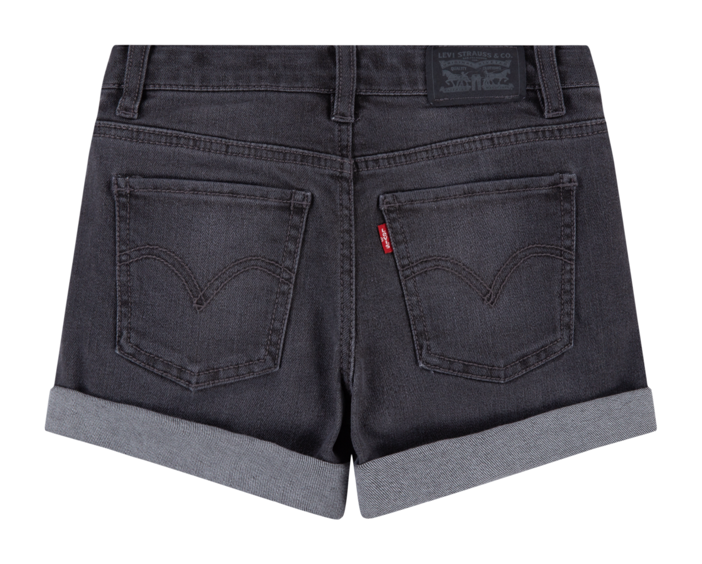 GIRLFRIEND SHORTS - Short droit à revers en jean | Jean Délavé