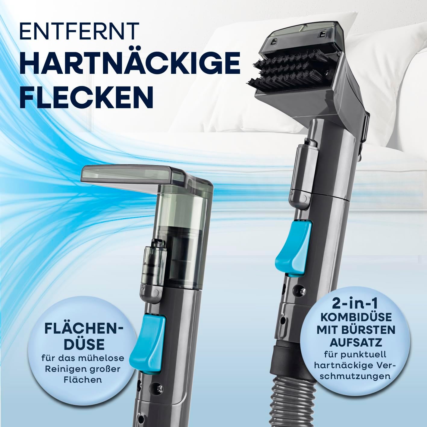 CLEANmaxx Polster- & Teppichreiniger Kompakt | 3-in-1 Waschsauger Gerät mit Doppeltank-System & Easy-Fill | Auch als Dampfreiniger, nass Trockensauger und Fleckenreiniger verwendbar