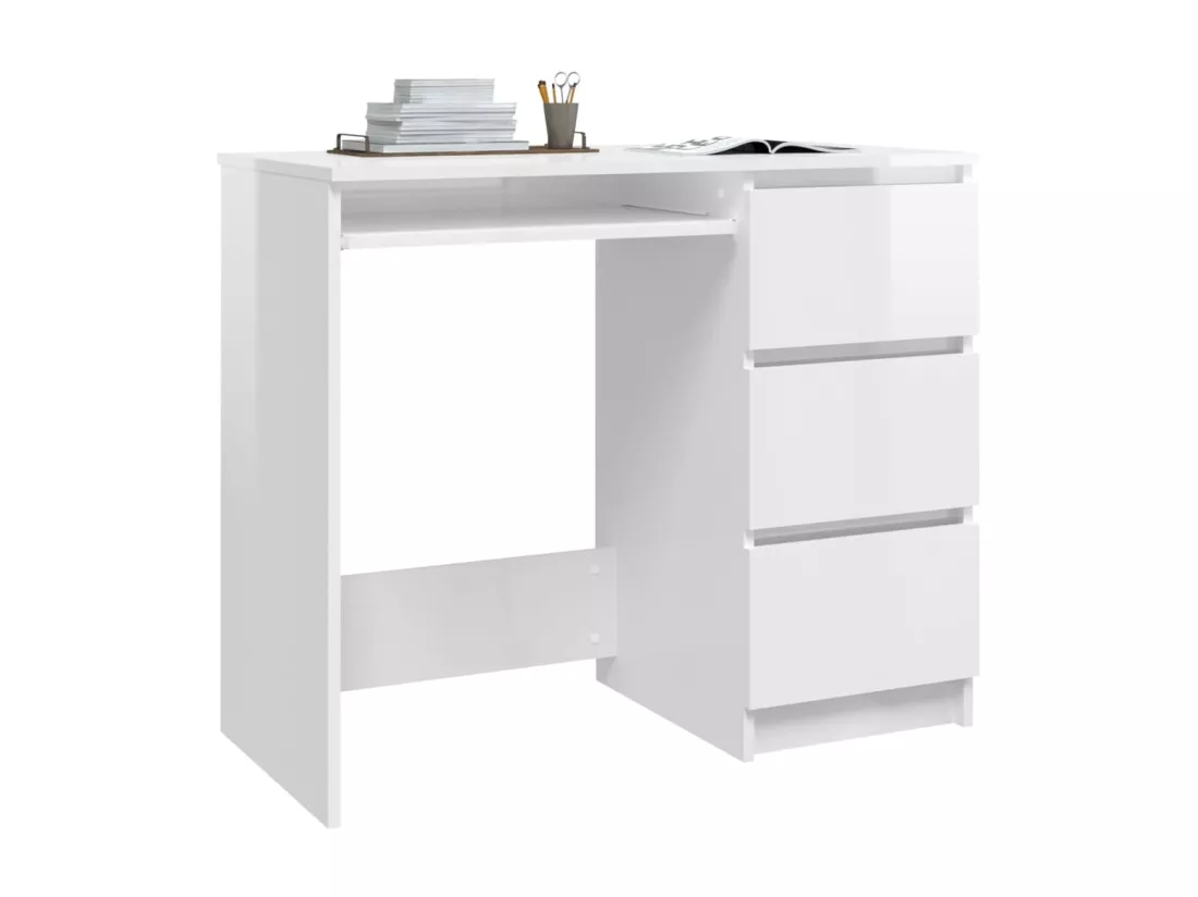 Bureau Blanc brillant 90x45x76 cm Aggloméré