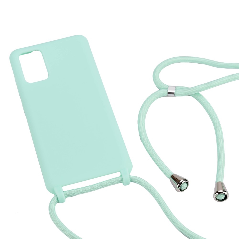 Samsung Galaxy S20 / S20 5G Necklace Gummi Case Hülle   Handykette (150cm) - Türkis / Silber