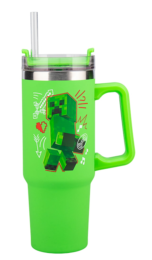 Minecraft Grønn 900 ml Isolert Kopp med Sugerør, Paladone