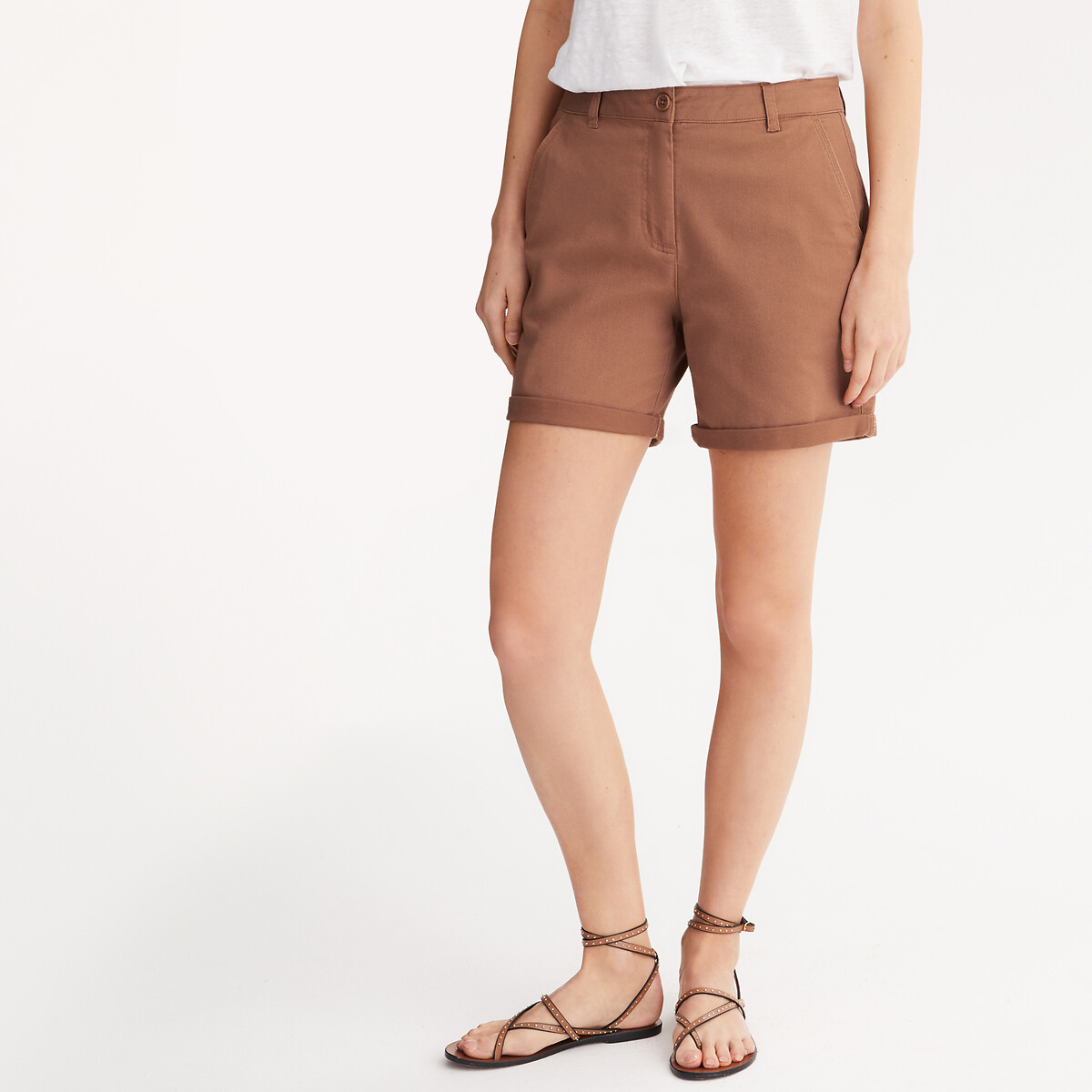 ANNE WEYBURN<br>Shorts chino, tecido de algodão elástico