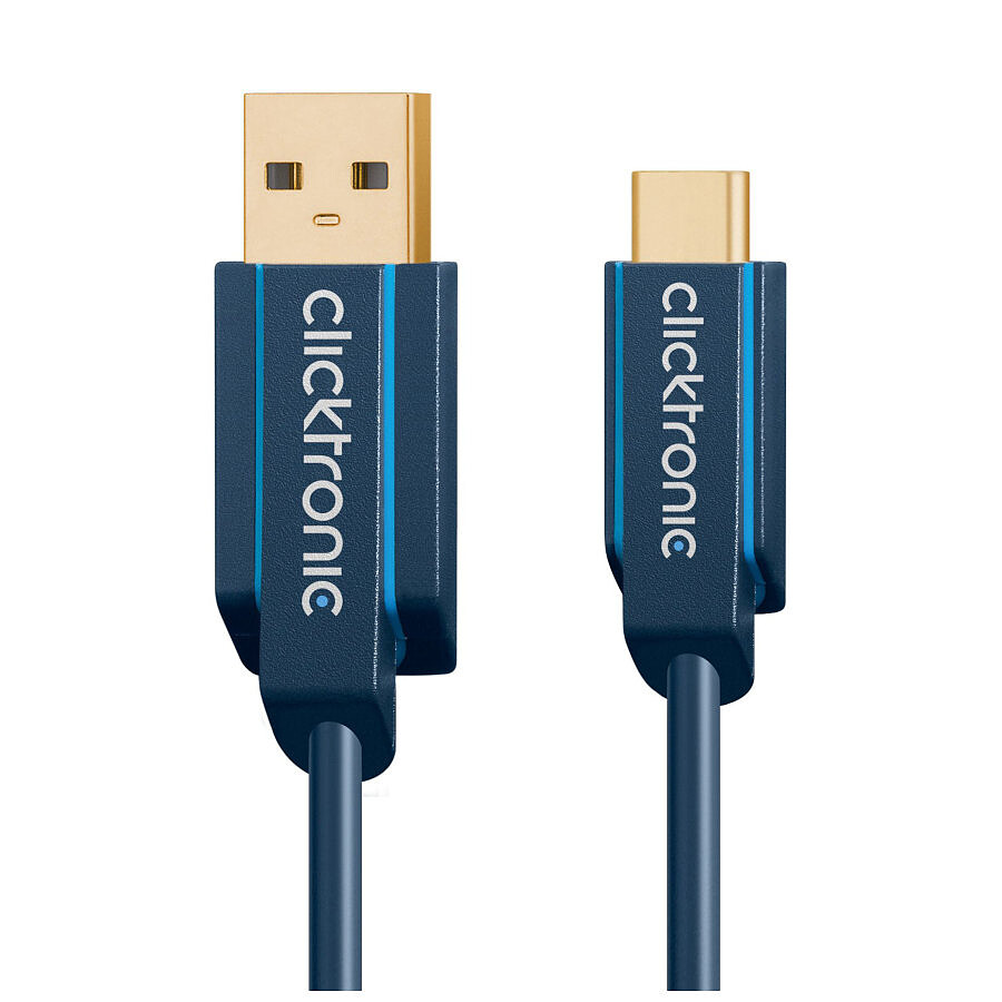 Clicktronic Câble USB-C To USB-A 3.0 (Mâle/Mâle) - 2 m