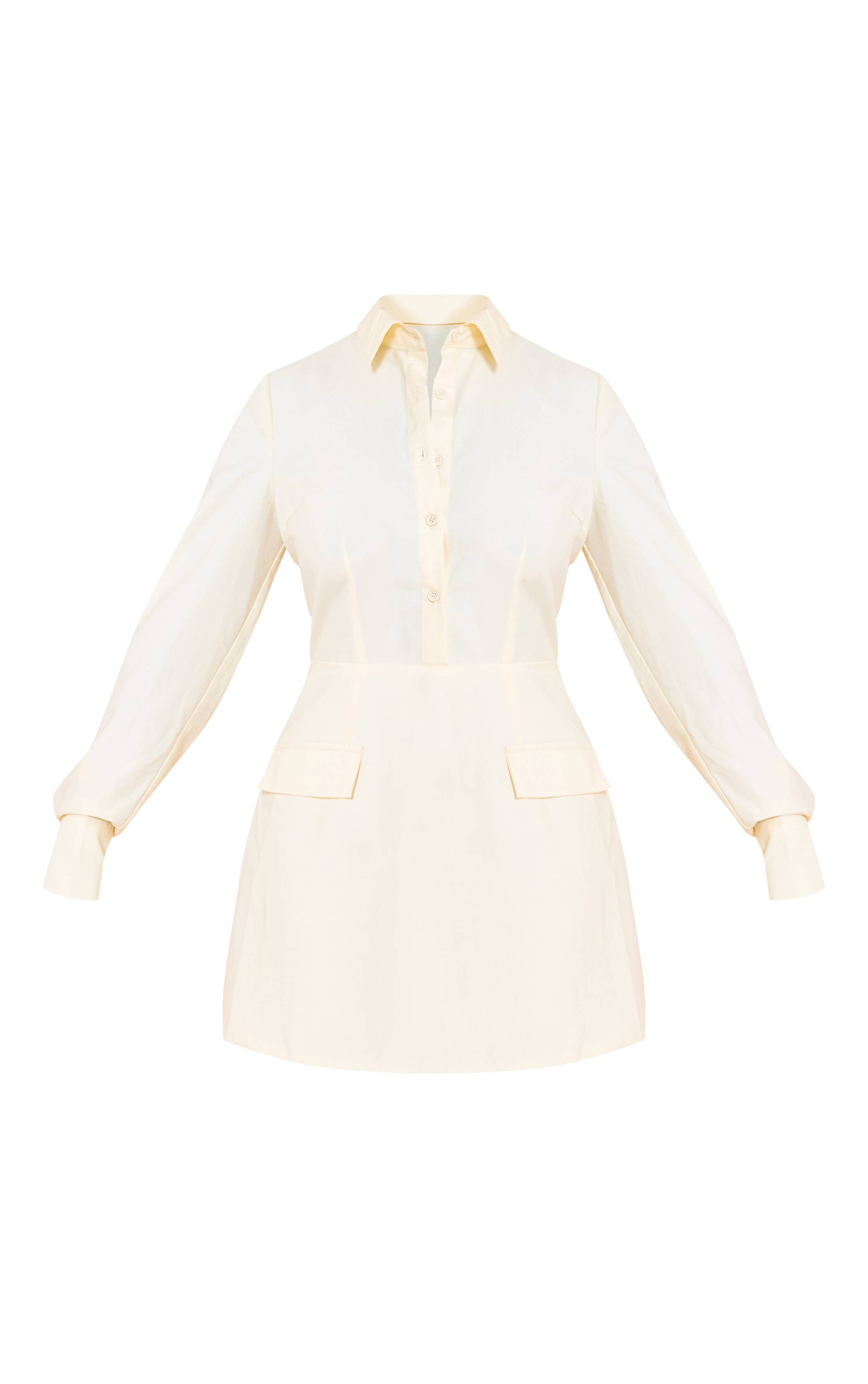 Pale Yellow Robe Chemise Cintrée Évasée Shape Crème Beurre