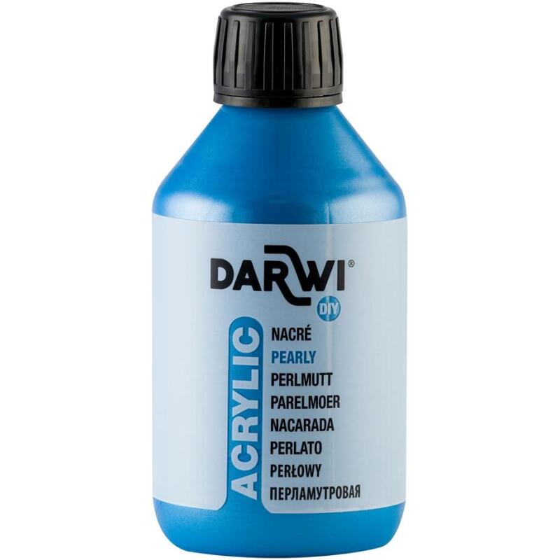 Darwi Flacon de 250 ml de Peinture Acrylique Universelle Nacrée - Bleu nacré