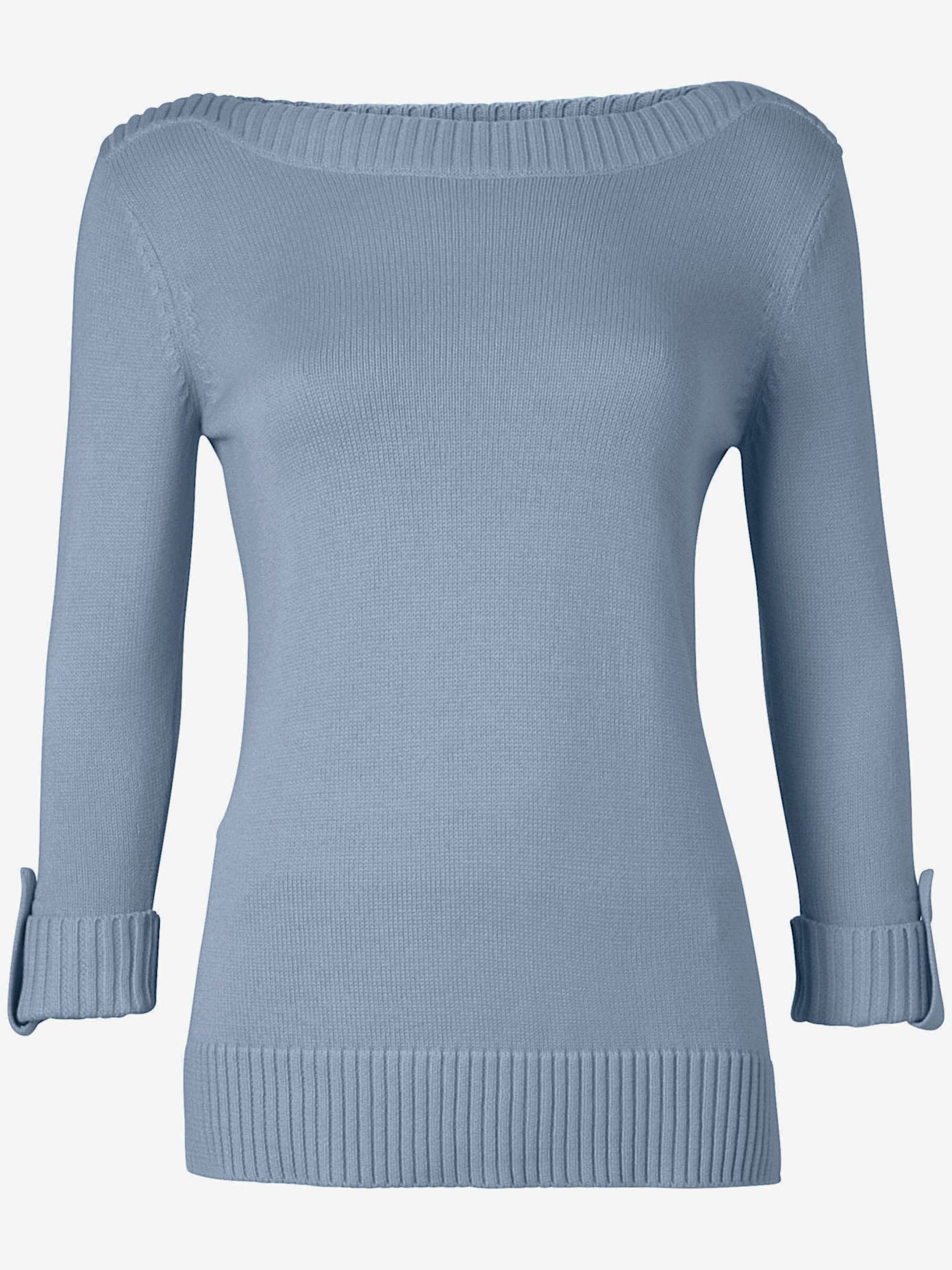 Pull femme manches 3/4 revers boutonnés