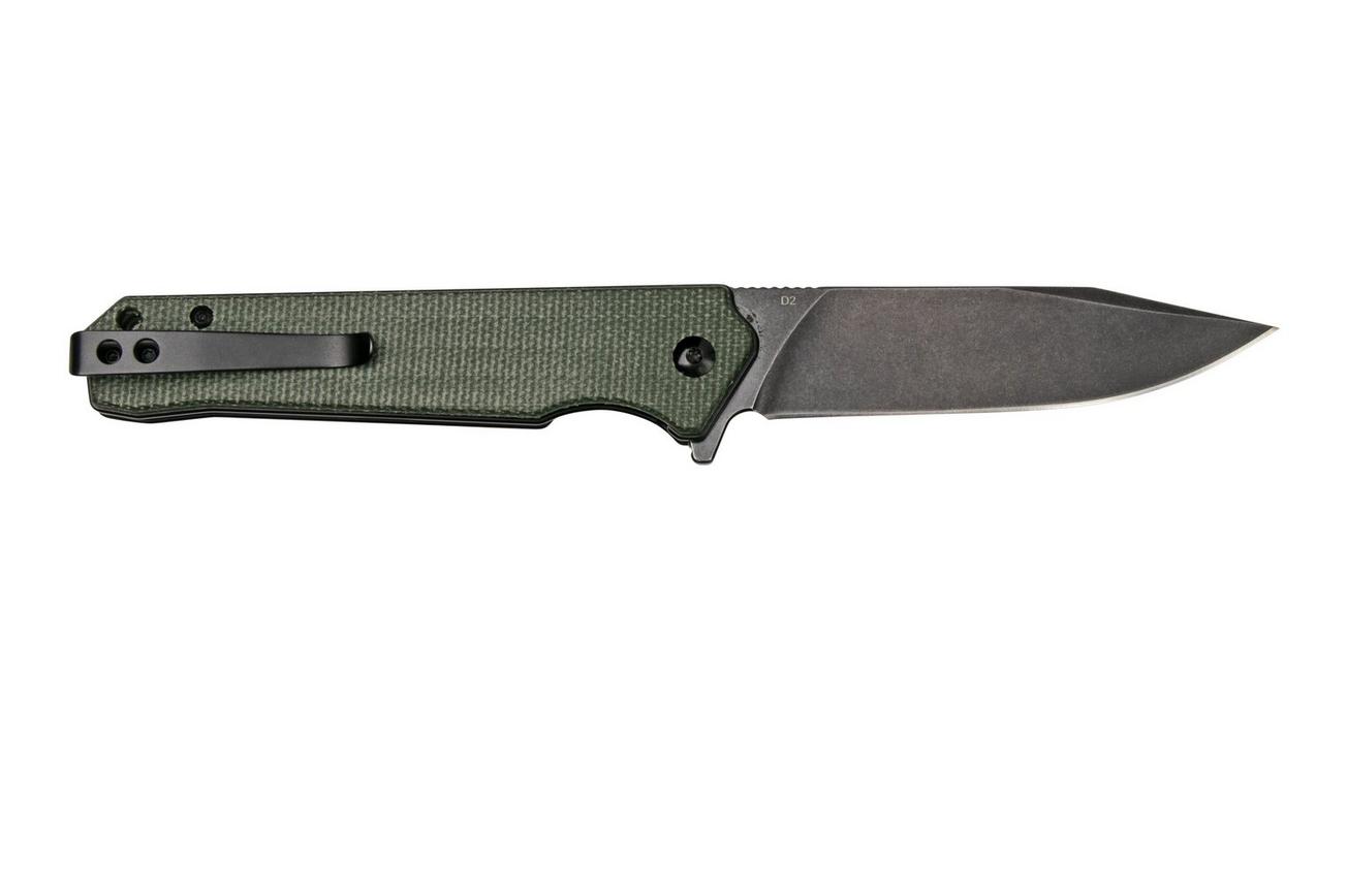 QSP Knife Mamba V2 QS111-I2 Blackwashed, Green Micarta zakmes