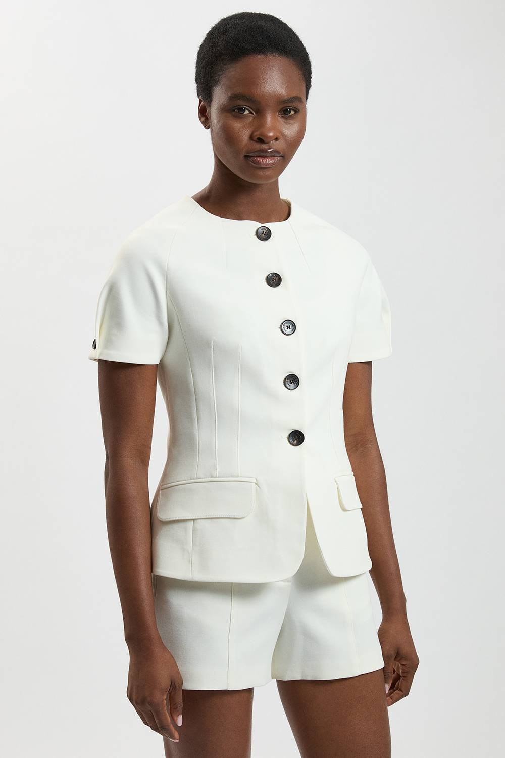 KarenMillen Veste Ajustée À Manches Courtes En Tissu Stretch Compact