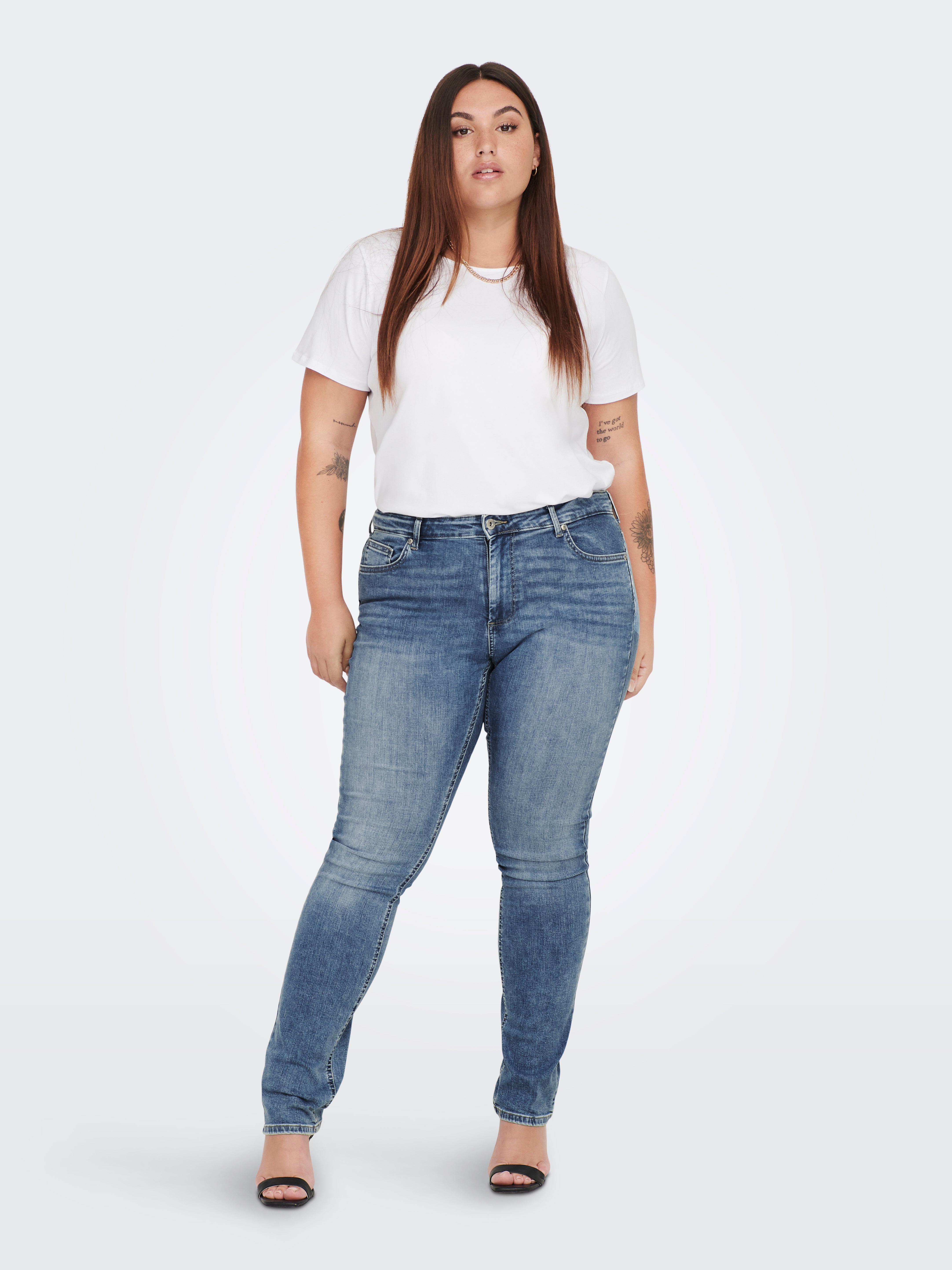 CARWILLY Mittlere Taille Skinny Fit Jeans Medium Blue Denim