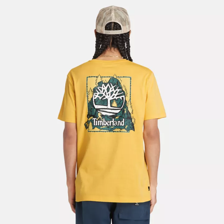 T-shirt à motif dans le dos pour homme en jaune