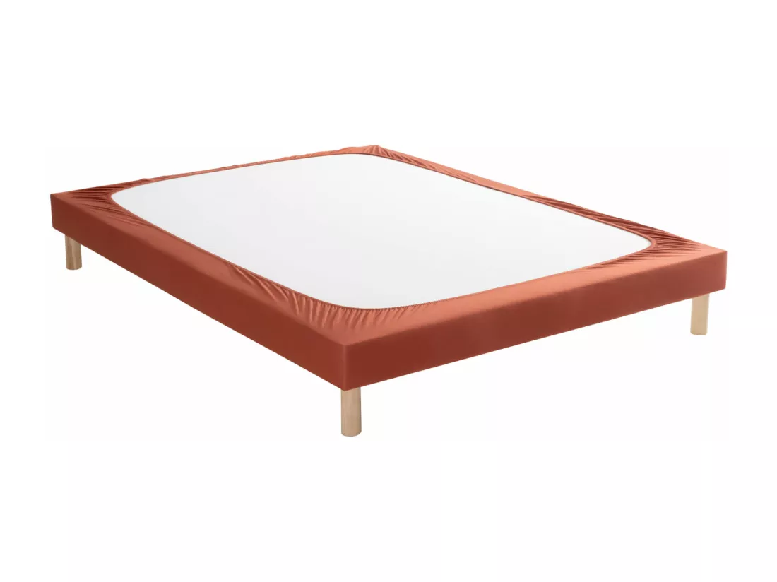 Cache-sommier coton jersey terre de sienne 80x190