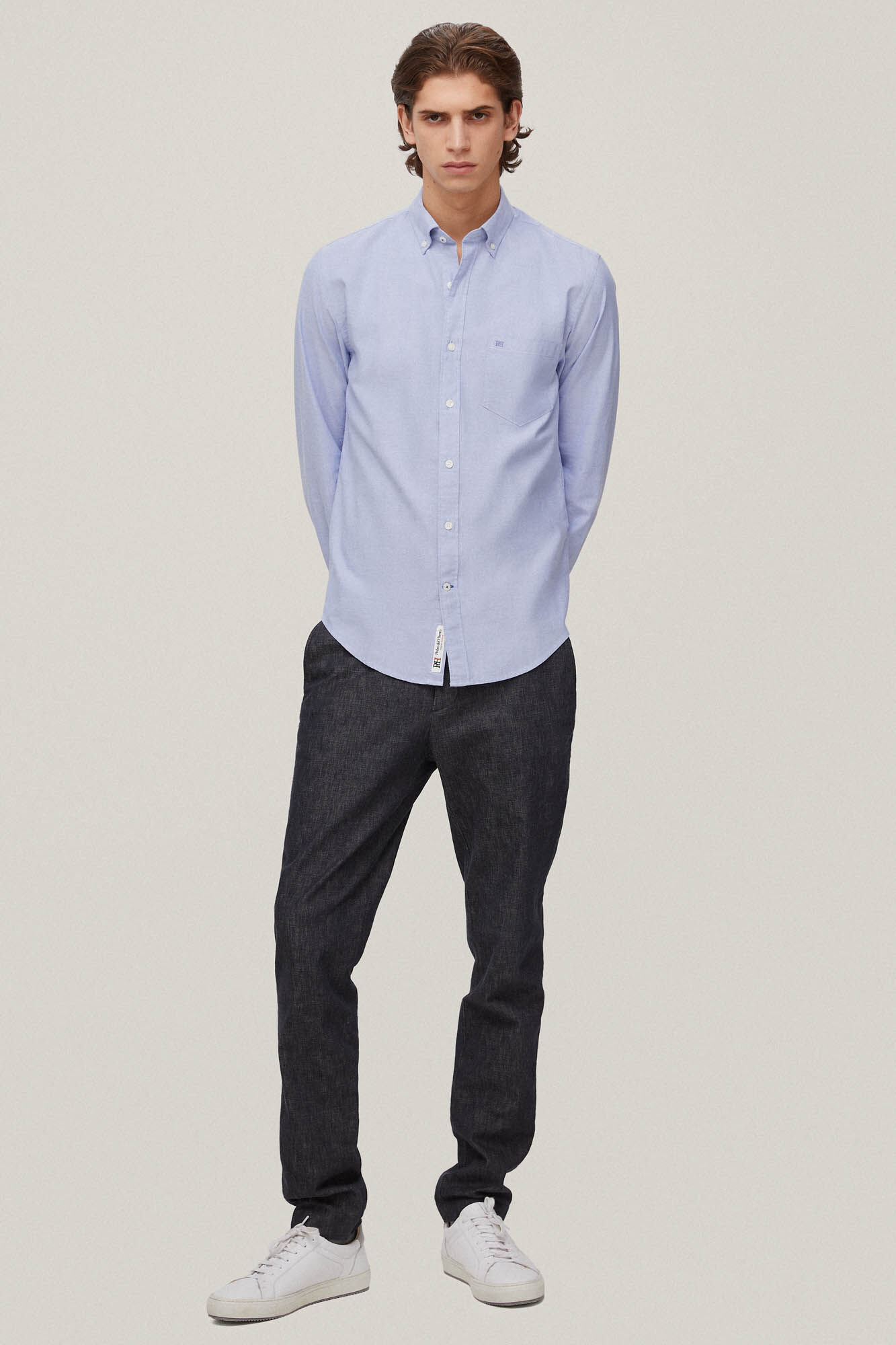 Camisa oxford lisa icônica - Azul