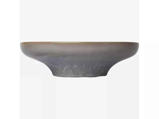 HABITAT - Plat de service rond en grès - 33 cm - Bleu et marron - Asta