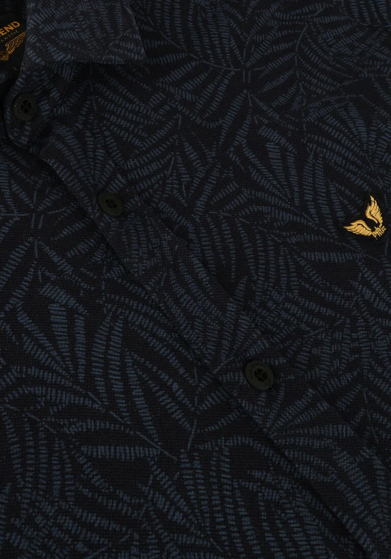 PME LEGEND donkerblauwe pme legend casual overhemd short sleeve shirt print on pique jersey