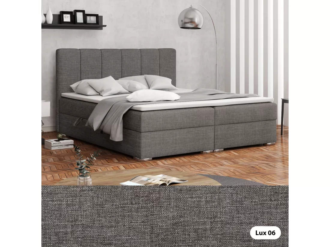 LIT BOXSPRING avec coffres Provo 180x200 cm, Lux 06 (Gris)