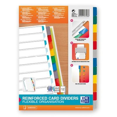 Oxford StrongLine - Intercalaire 12 positions - A4 Maxi - carte blanche