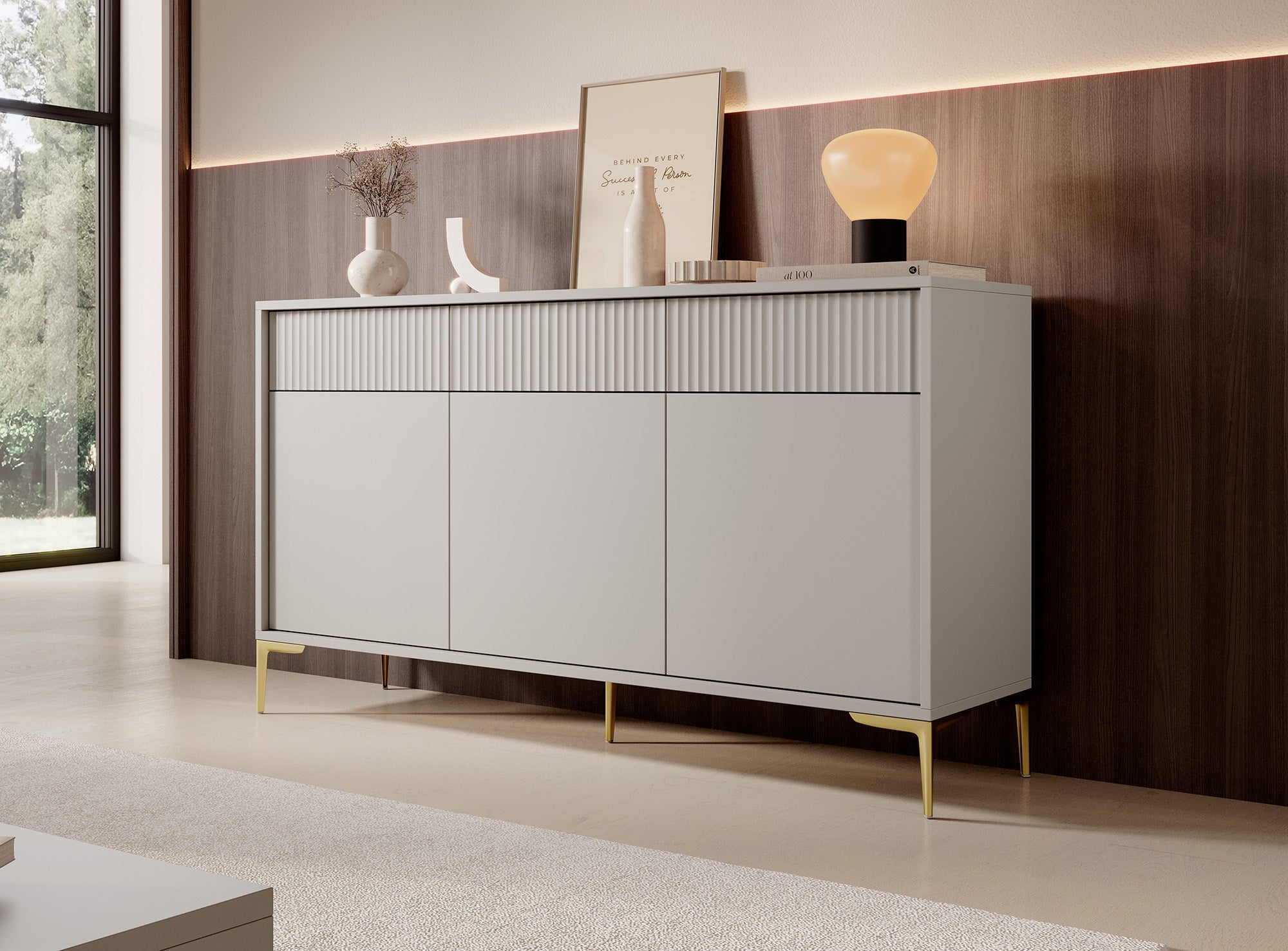 Meubella - Dressoir Five - Beige - 152 cm