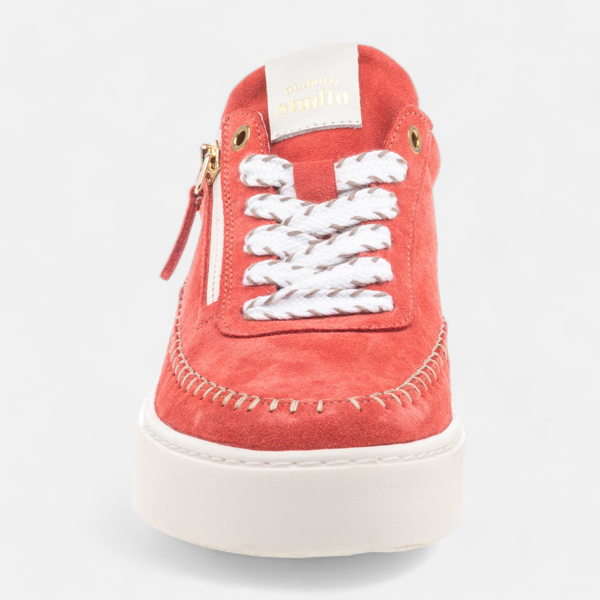 Baskets basses Femme en cuir corail