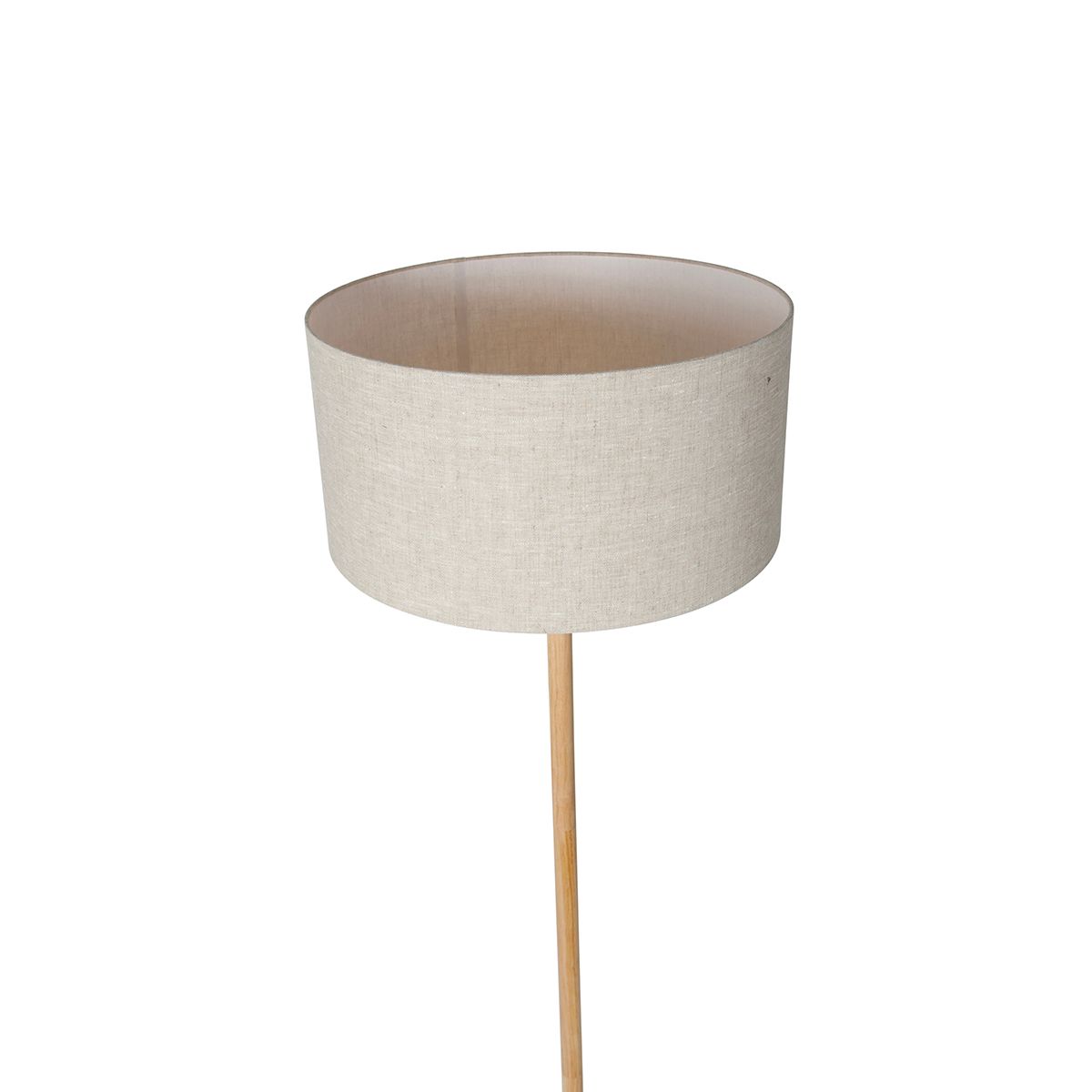 Landelijke vloerlamp hout met lichtbruine kap - Mels