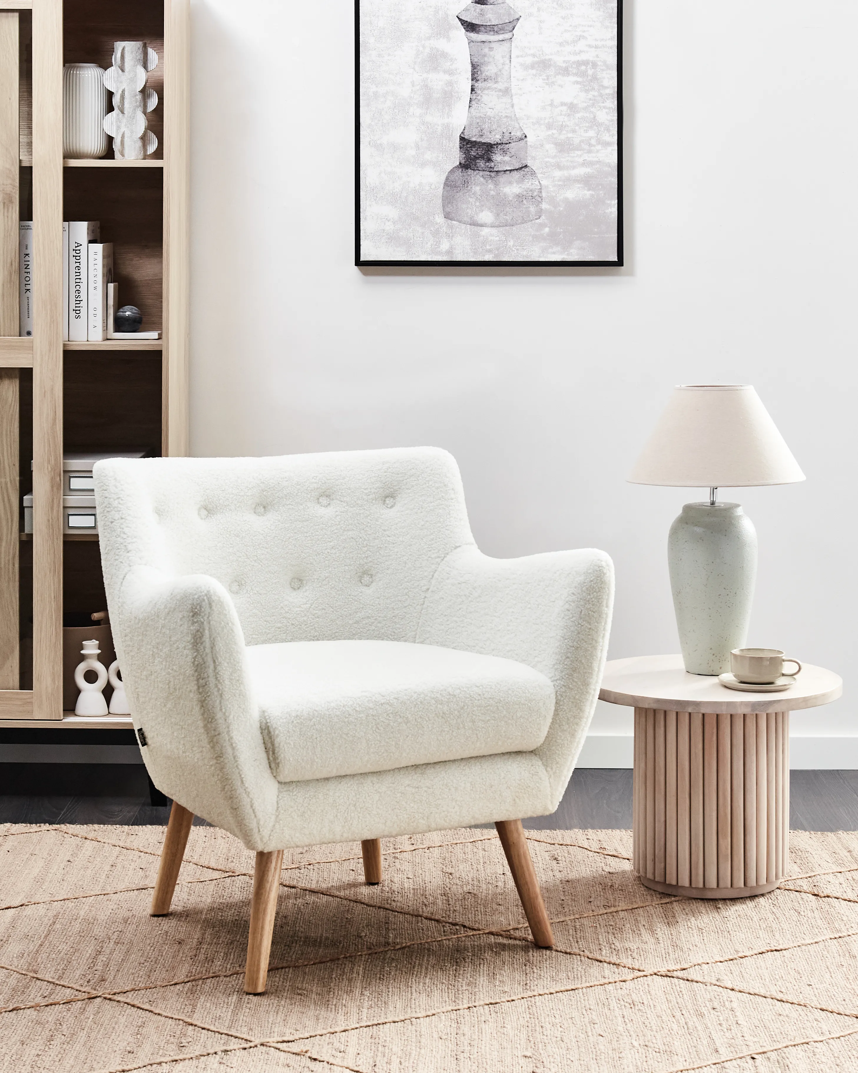 Fauteuil DRAMMEN Bouclé Wit