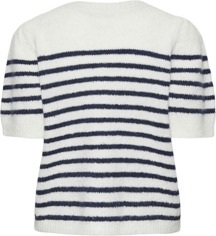 YAS YASANNE SS STRIPE KNIT PULLOVER S. Birch/w. navy blazer stripe