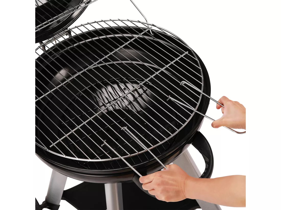 Barbecue sphérique au charbon de bois avec couvercle rabattable