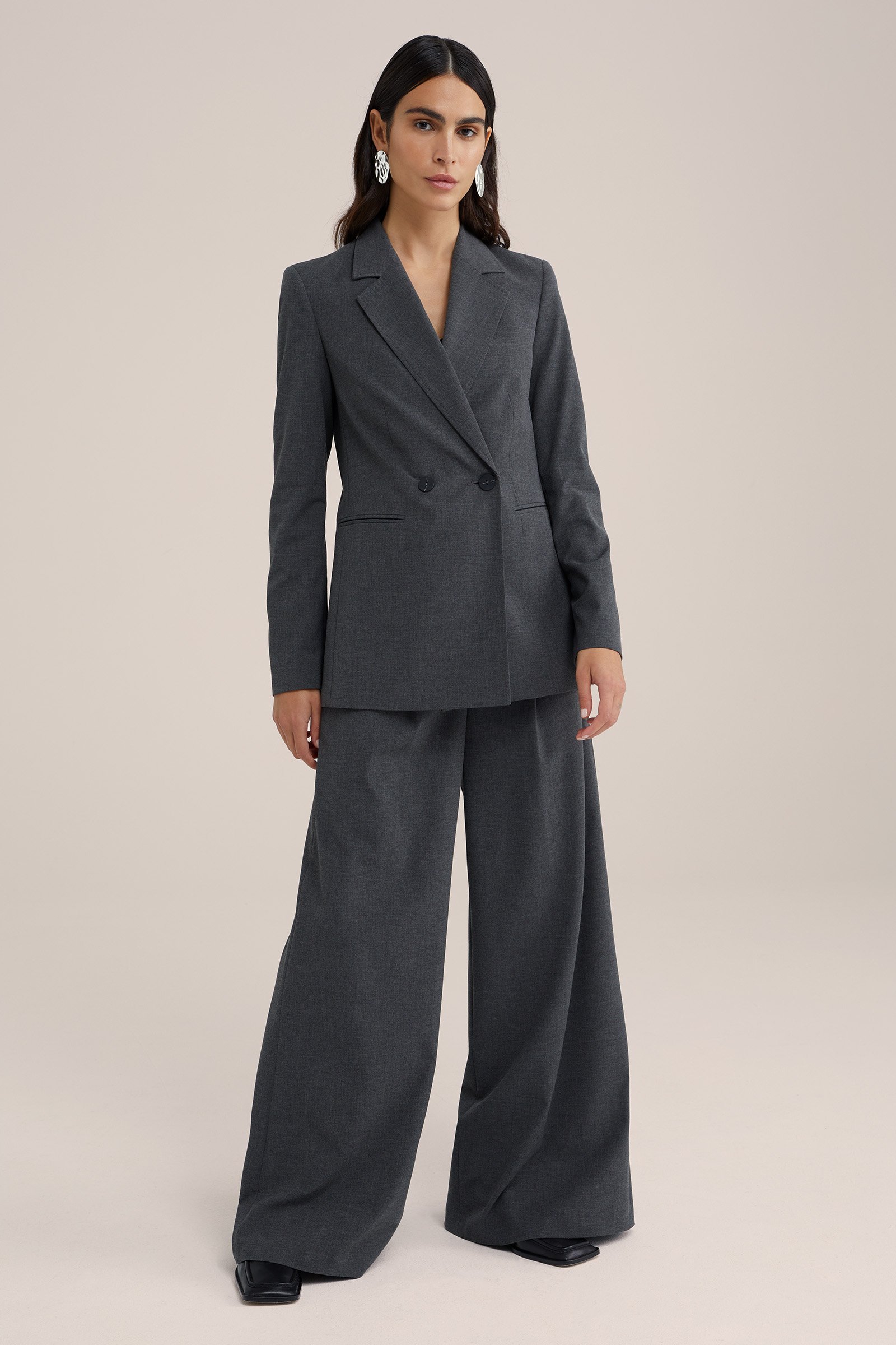 wide leg pantalon WE Studio Donkergrijs