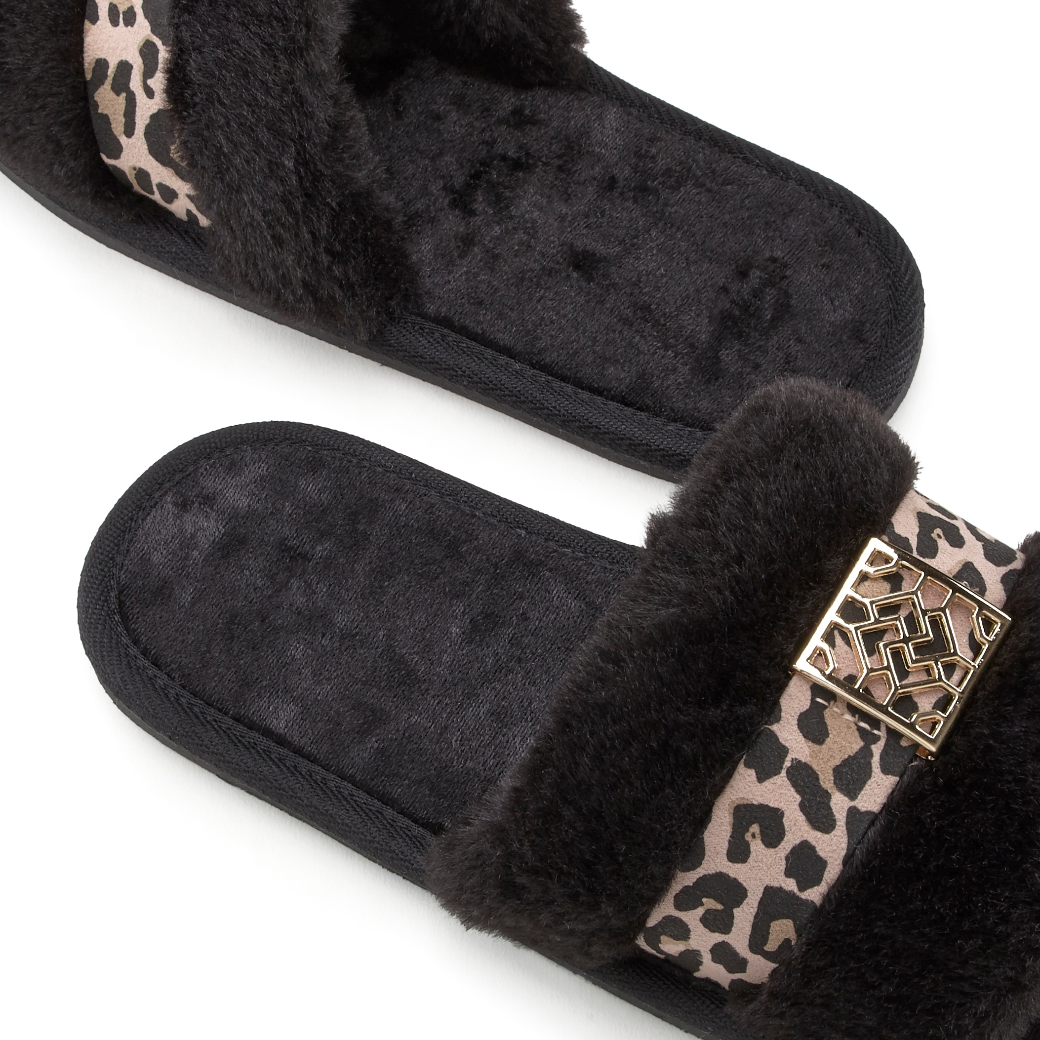 Vivance Hausschuh »Pantolette, Plüschhausschuh,«  mit kuscheligem Fellimitat und Animal-Print VEGAN