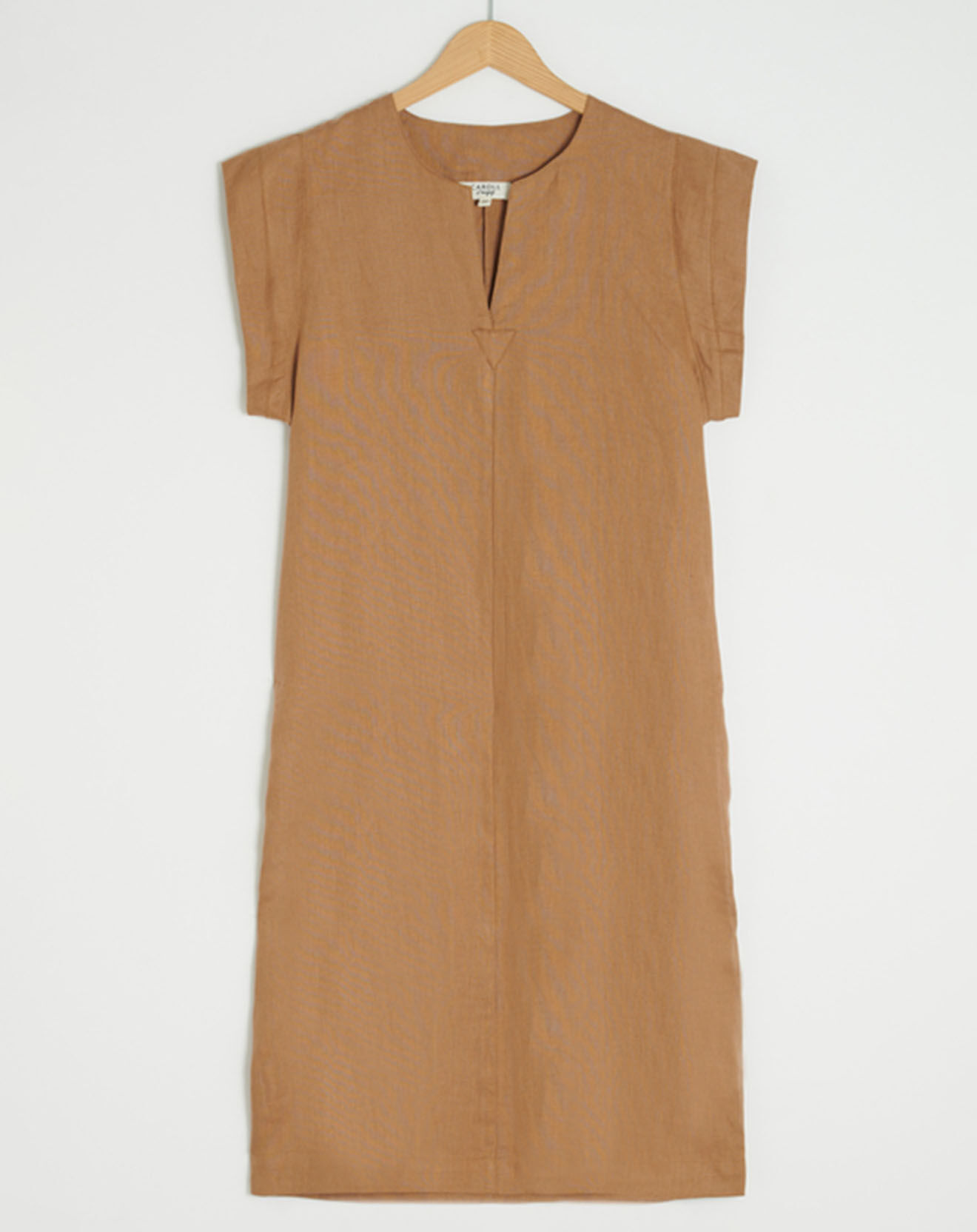 Caroll Robe courte 100% Lin Shane marron clair