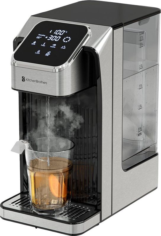 KitchenBrothers Heetwaterdispenser - Heetwatertap - 40-100°C - 100/150/200/250/300/350/400 ml - Melkfunctie - 2.7L – RVS