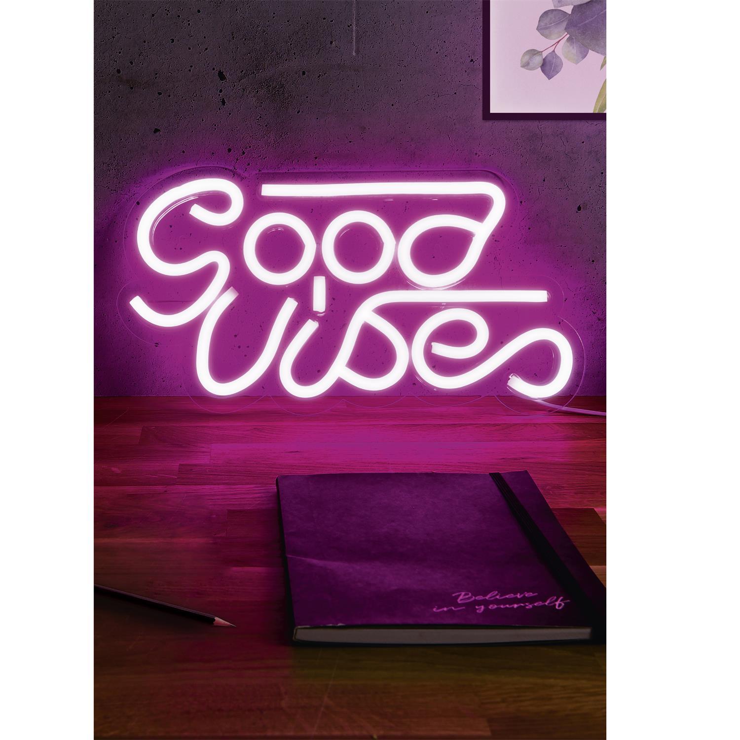 LAMPE LED EFFET NEON GOOD VIBES USB