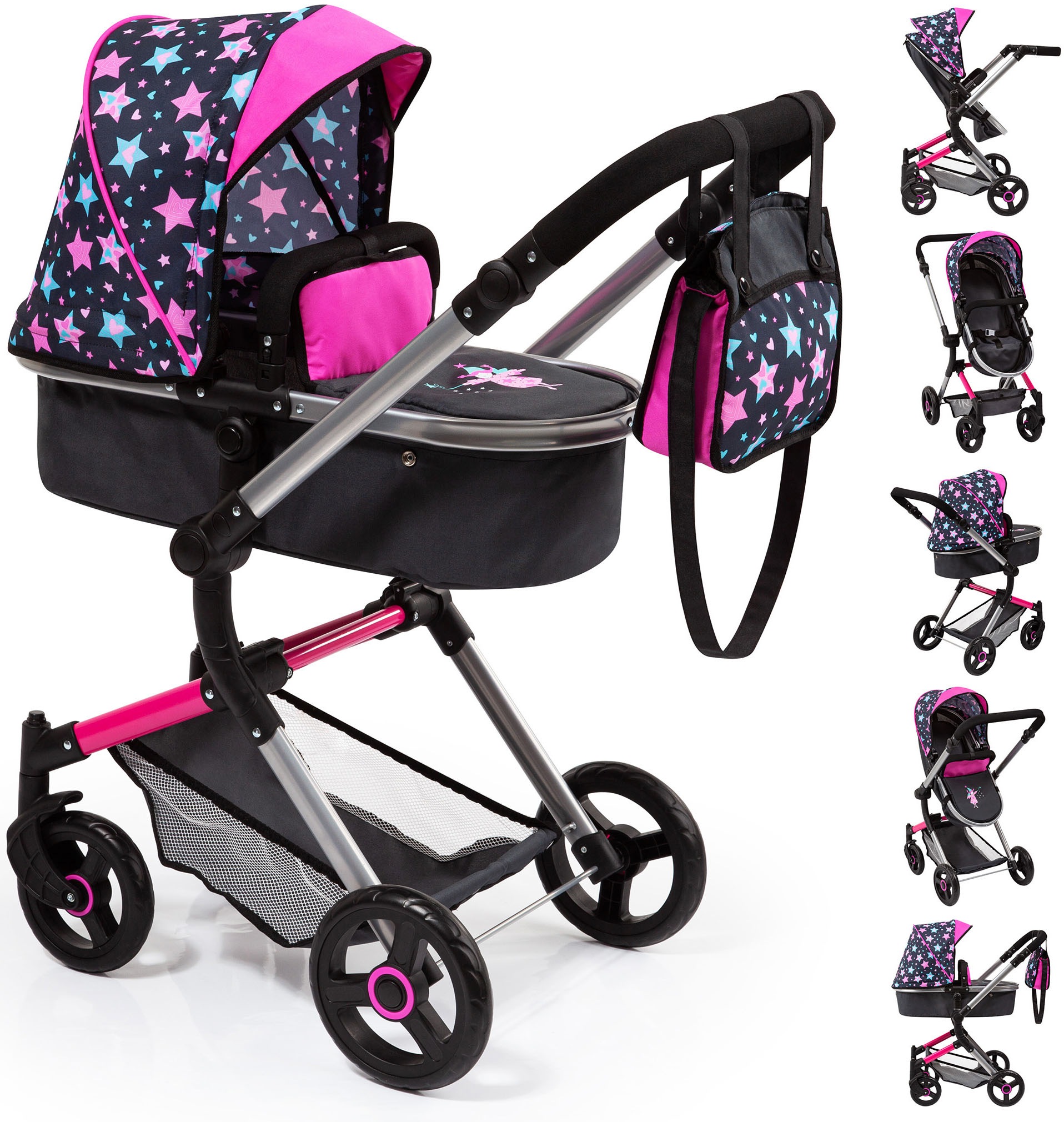 Bayer Kombi-Puppenwagen »Vario, blau« mit Wickeltasche