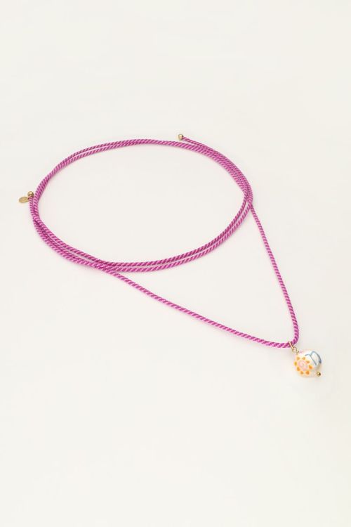 Zodiac paarse koord ketting met parel