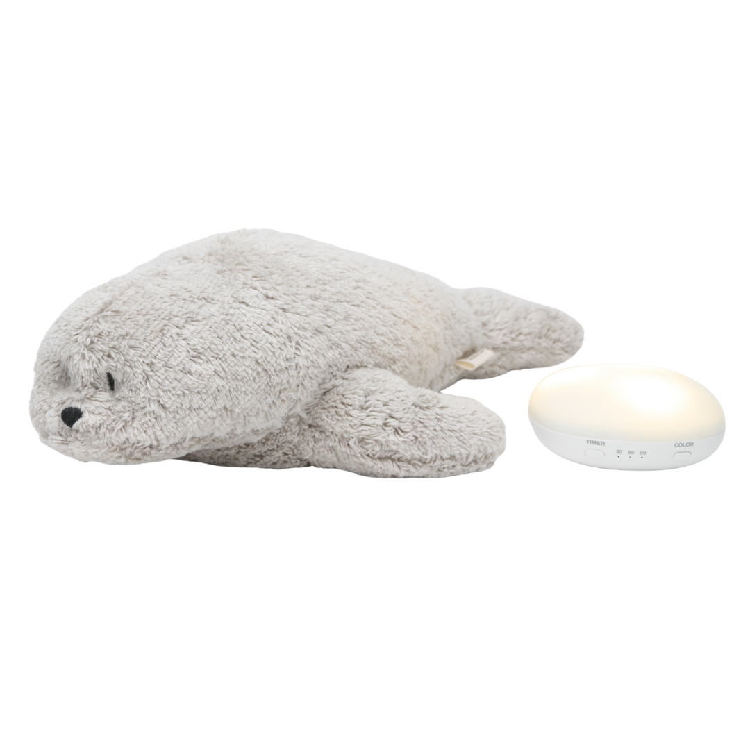 moonie 2.0 next gen knuffelzeehond met nachtlamp en geluid - gray