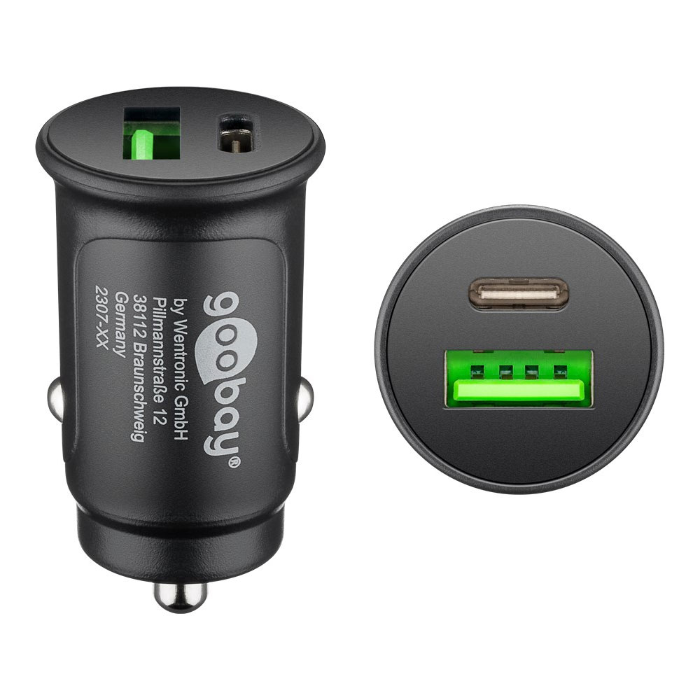 (27W/3A) USB C / USB A Auto KFZ Ladegerät   Power Delivery 3.0   Quick Charge 3.0 - Schwarz