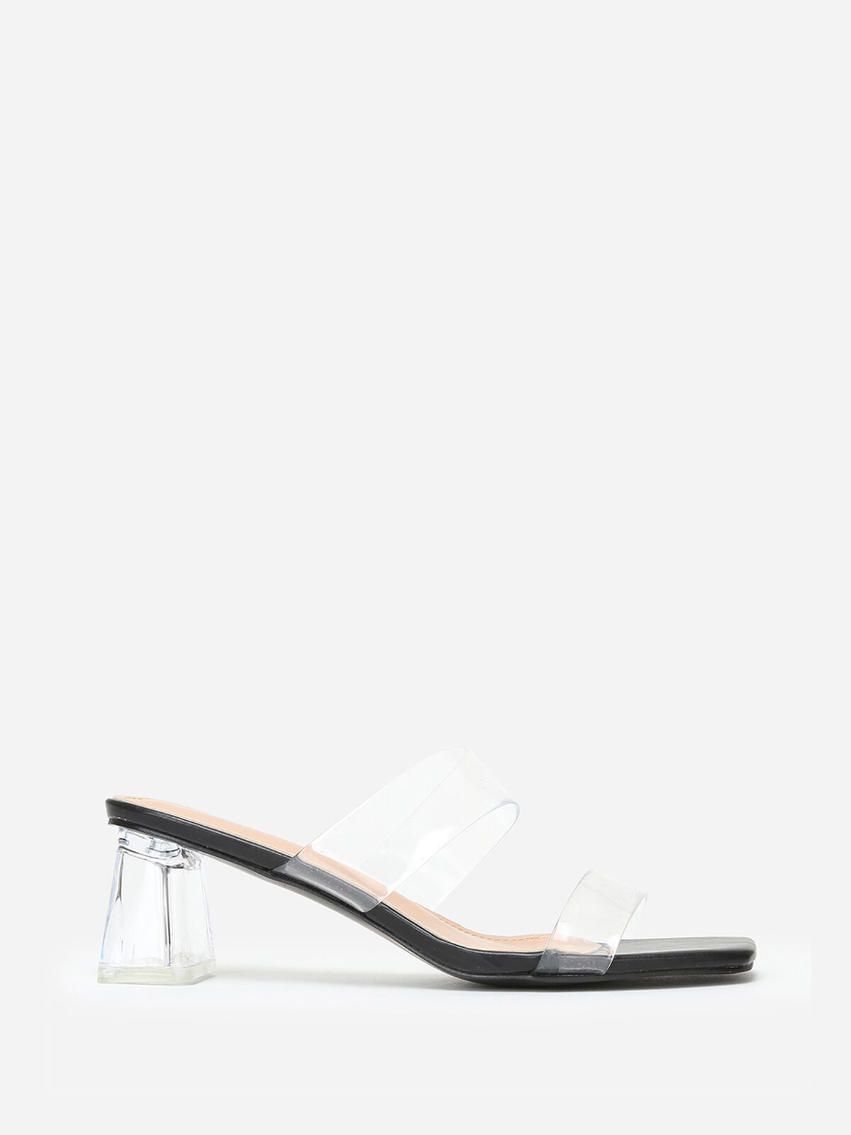 Mules à brides transparentes grandes tailles- Noir