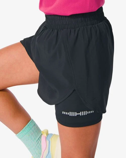 pantalon de sport court enfant avec legging noir